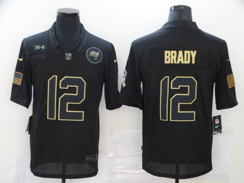 Men Tampa Bay Buccaneers 12 Brady Black gold lettering 2020 Nike NFL Jersey